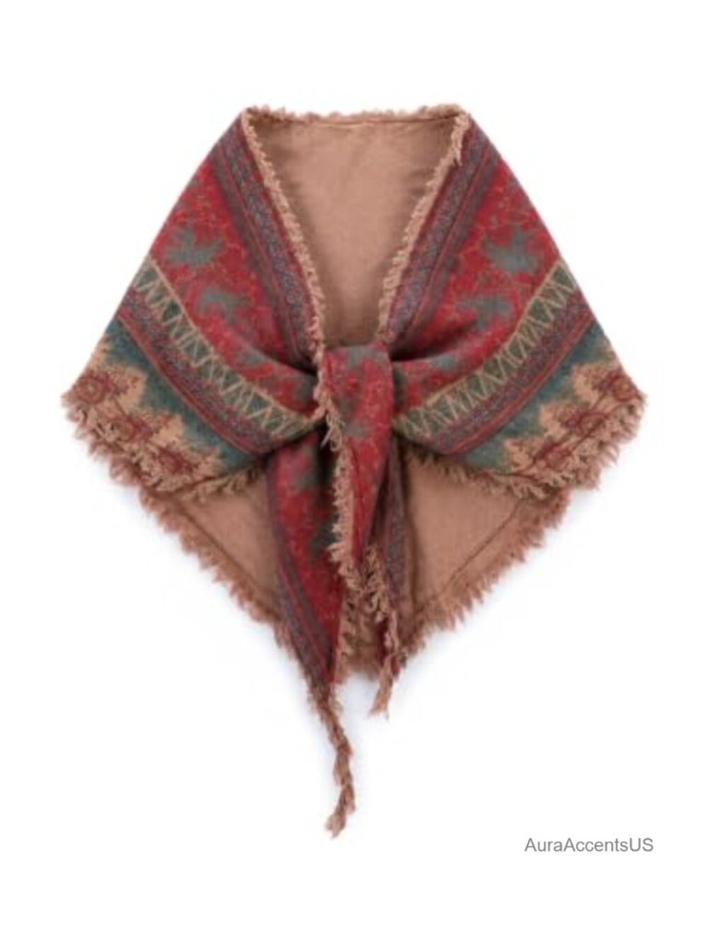 Vintage Floral Cotton Triangle Head Scarf Boho Fringe Edge